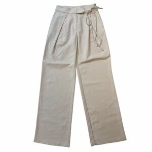 Commense Side Tie Cream Wide-Leg Pants